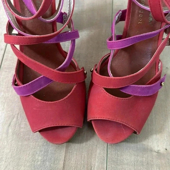 Matt Bernson Special Project Genuine Suede Leather Pink/Orange High Heel Sz 8.5 - Picture 3 of 8